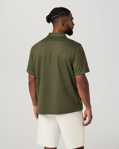 Short Sleeve Knit Oxford Camp Collar Button Down