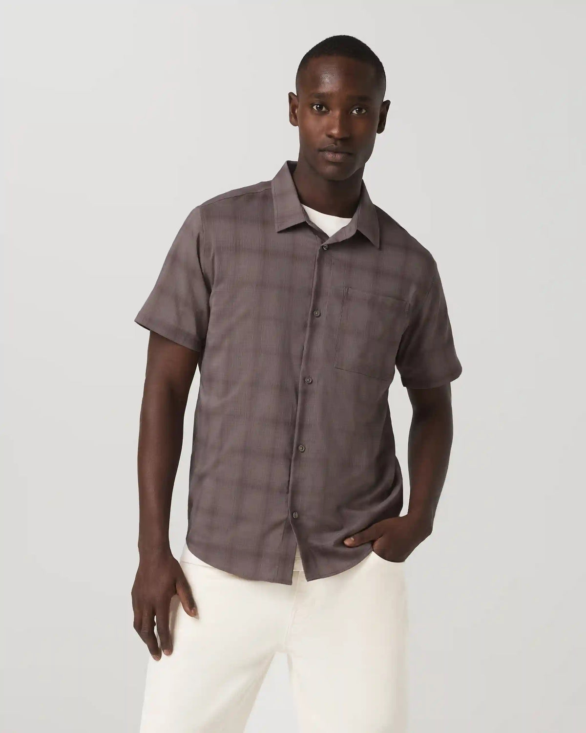 Short Sleeve Plaid Button Down Shirt