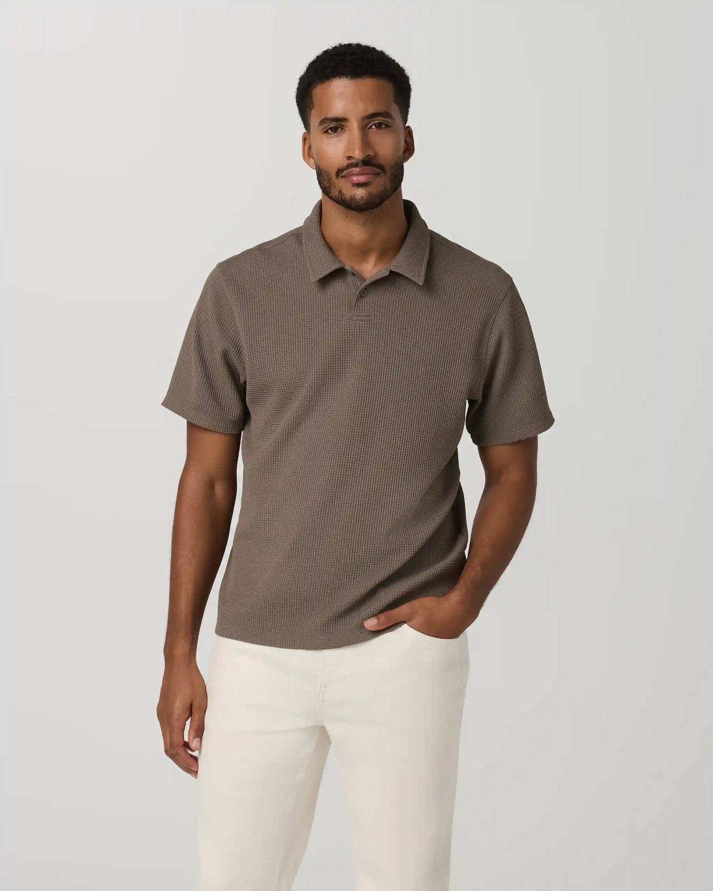 Short Sleeve Lightweight Tech Waffle Polo - Relaxed Fit