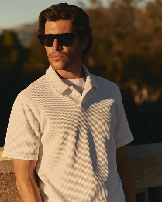Short Sleeve Lightweight Tech Waffle Polo - Relaxed Fit