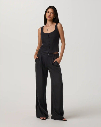 Trestles Twill Button Front Top