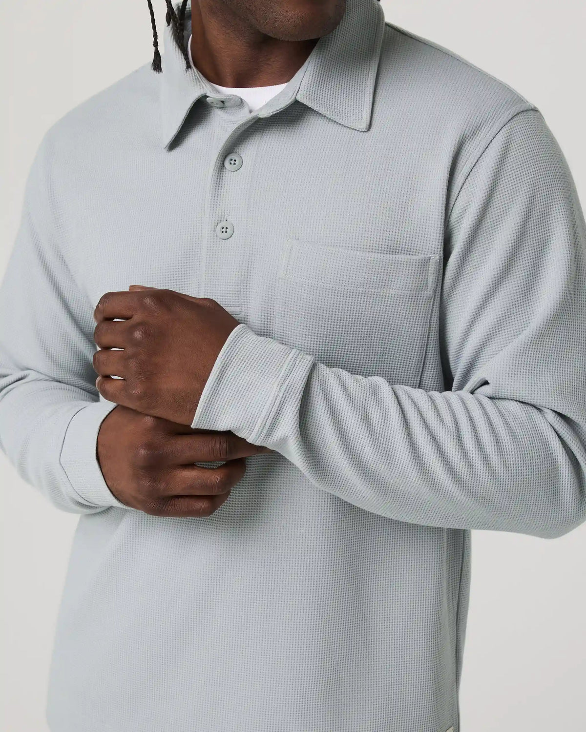 Long Sleeve Waffle Polo