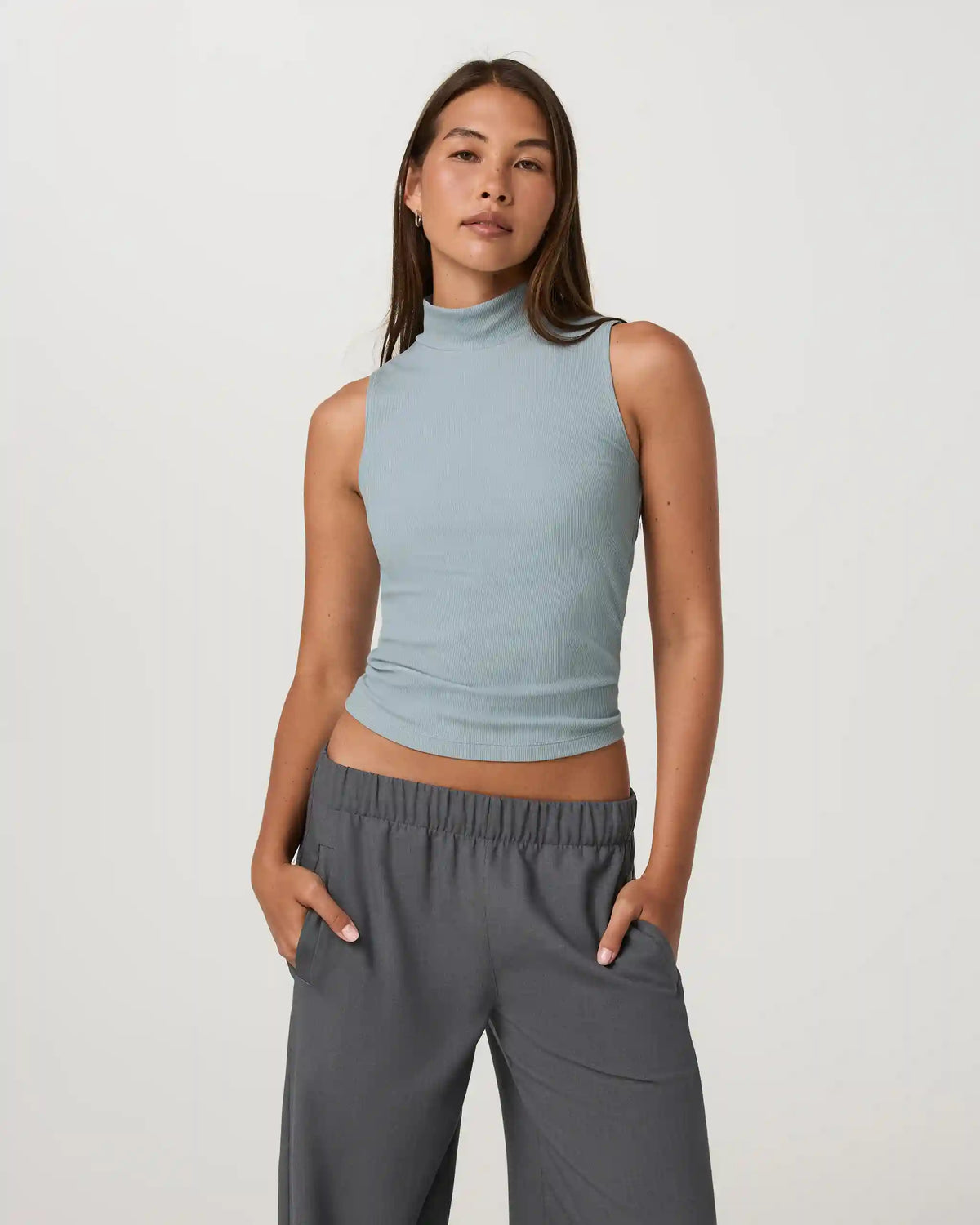 Cottony Rib Mock Neck Tank